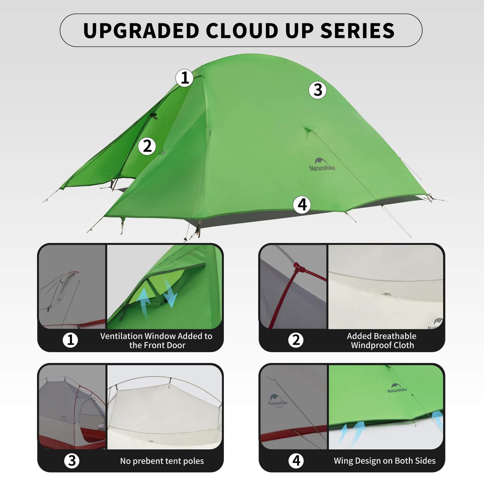 Image of Naturehike Upgraded Cloud up 1 Person Tent, Ultralight Backpacking Tent, a Tent available for $144.99 Buy now and save at Adventure Travel Gear