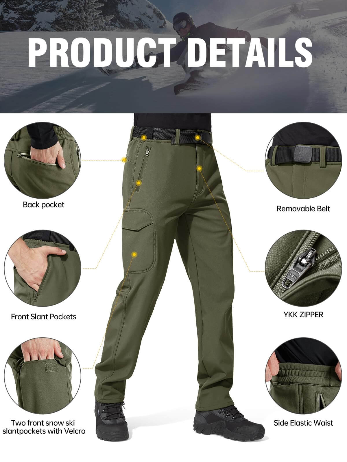 Image of FREE SOLDIER Men's Outdoor Softshell Fleece Lined Cargo Pants, a Pants available for $65.24 Buy now and save at Adventure Travel Gear