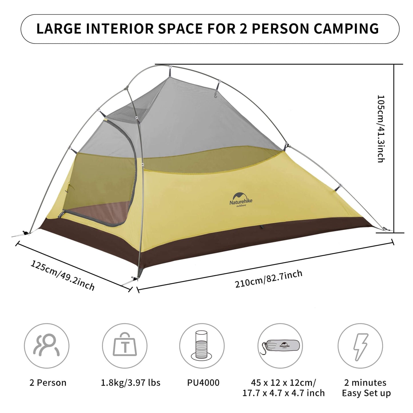 Image of Naturehike Cloud-Up 2 Person Tent Lightweight Backpacking Tent, a Tent available for $230.55 Buy now and save at Adventure Travel Gear