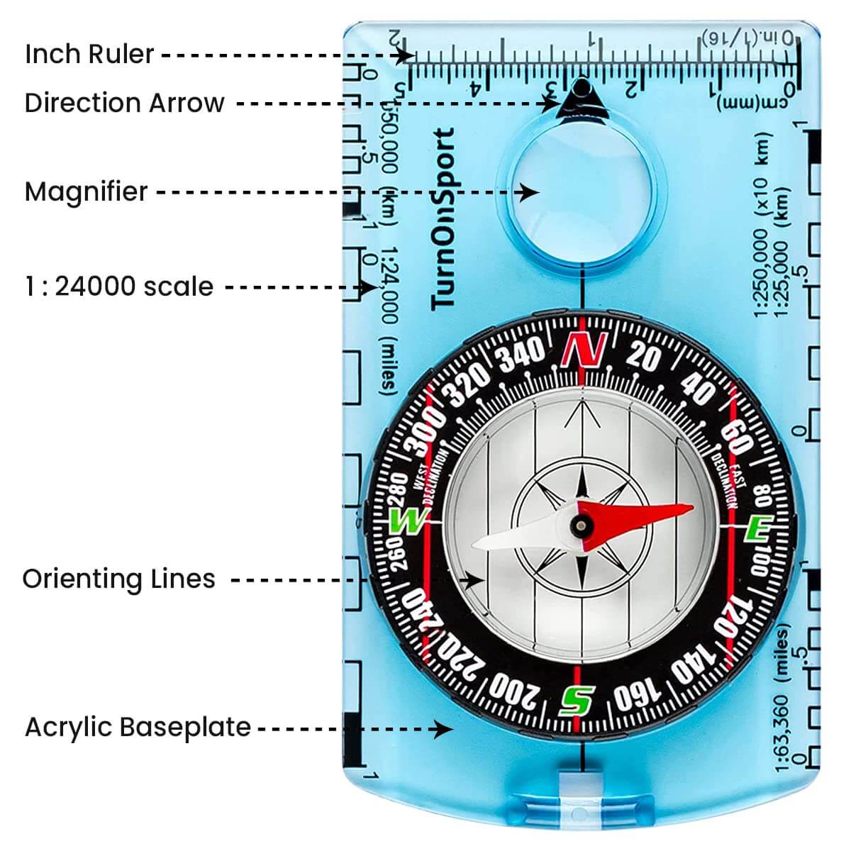 Image of Orienteering Compass Hiking Backpacking Compass, a Magnetic Navigational Compasses available for $14.47 Buy now and save at Adventure Travel Gear