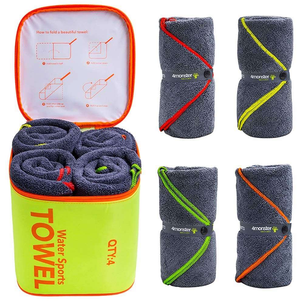 Image of 4Monster 4 Pack Microfiber Camping Towel Quick Dry Super Absorbent, a Microfiber Camping Towel available for $50.74 Buy now and save at Adventure Travel Gear