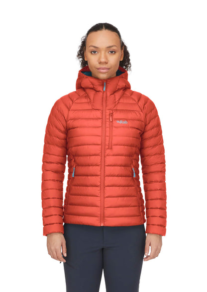 Image of Rab Women's Microlight Alpine 700-Fill Down Hooded Puffer Jacket for Hiking & Skiing, a Puffer Jacket available for $427.75 Buy now and save at Adventure Travel Gear