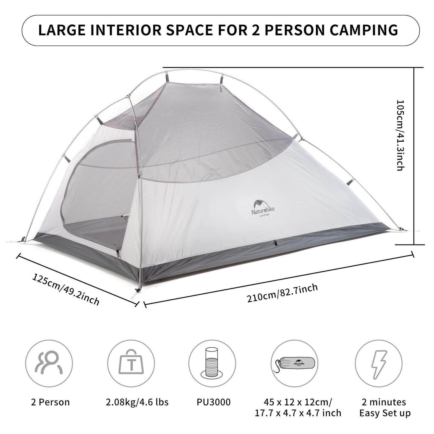 Image of Naturehike Cloud-Up 2 Person Tent Lightweight Backpacking Tent, a Tent available for $230.55 Buy now and save at Adventure Travel Gear