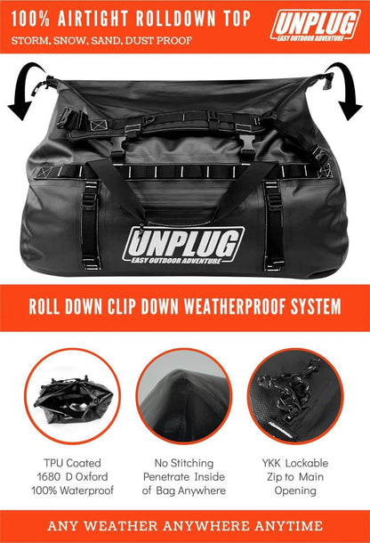 Image of UNPLUG Ultimate Adventure Bag -1680D Heavy Duty Waterproof Travel Duffel Bags, a Duffel Bag available for $231.99 Buy now and save at Adventure Travel Gear