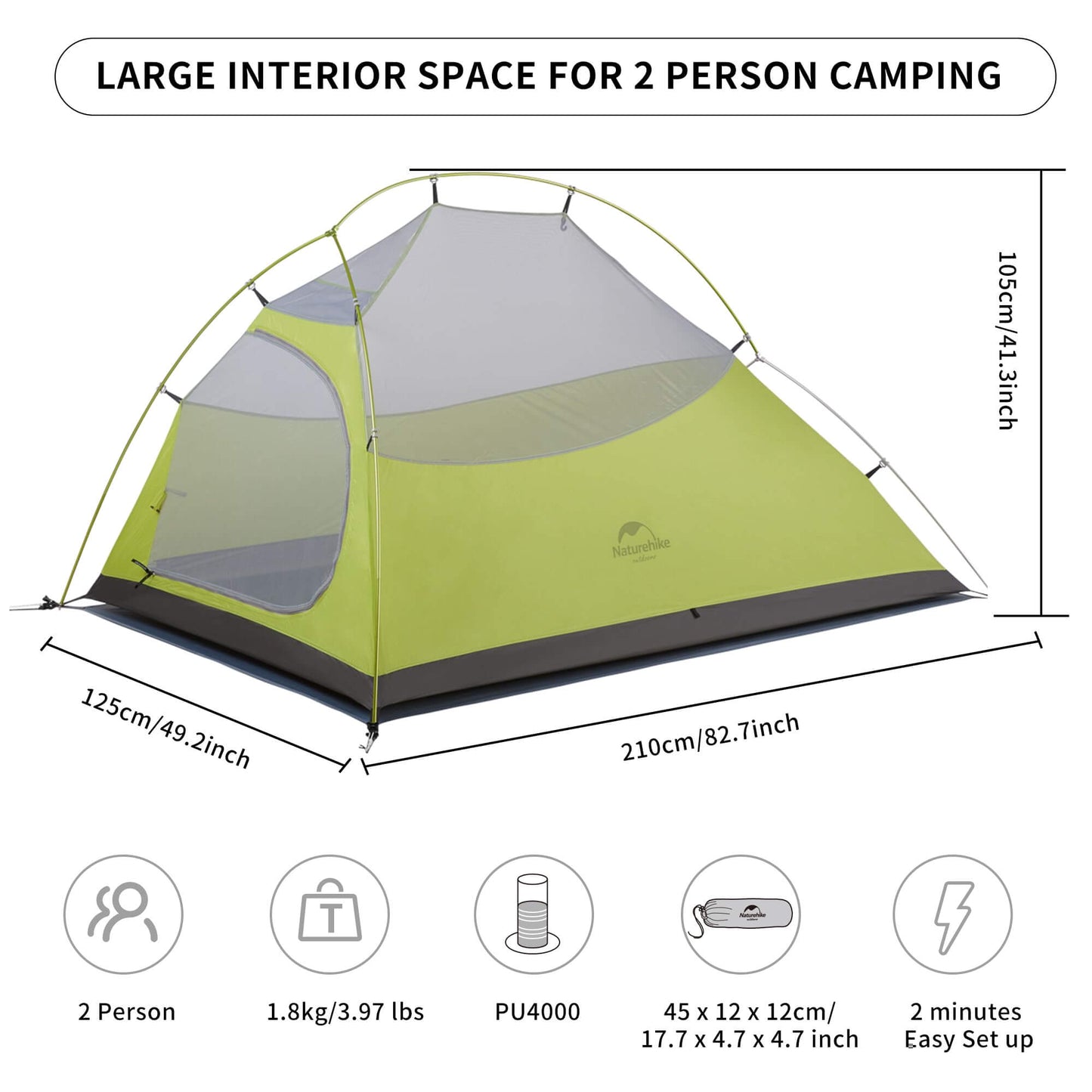 Image of Naturehike Cloud-Up 2 Person Tent Lightweight Backpacking Tent, a Tent available for $230.55 Buy now and save at Adventure Travel Gear