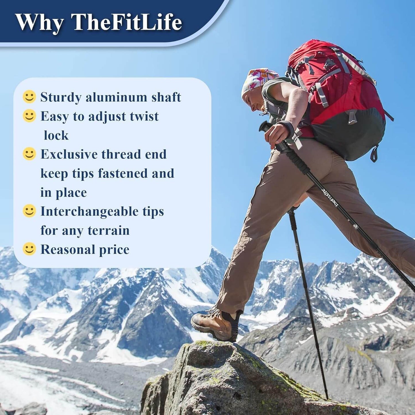 Image of TheFitLife Nordic Walking Trekking Poles - 2 Sticks with Anti-Shock and Quick Lock System, a Hiking Poles available for $36.22 Buy now and save at Adventure Travel Gear