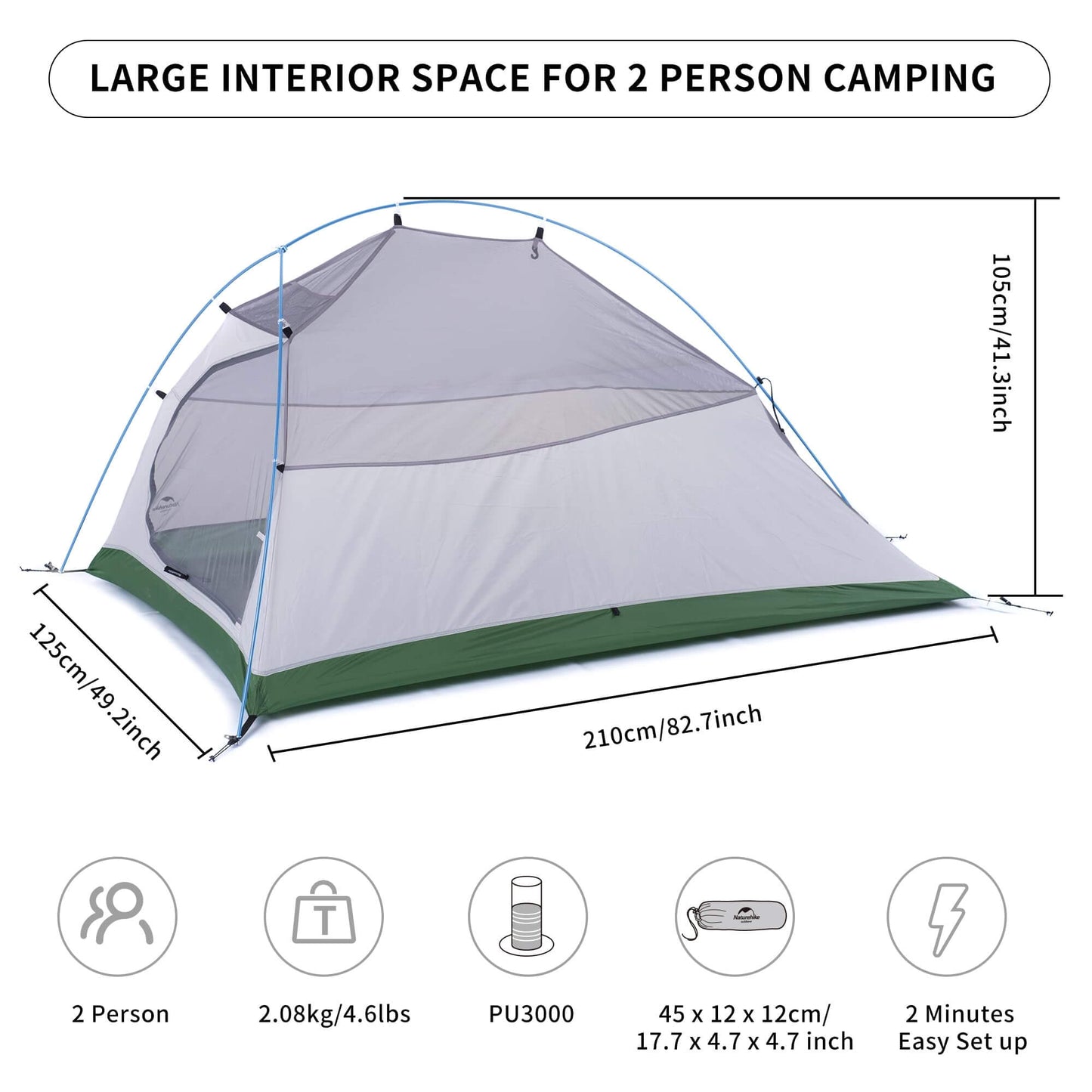 Image of Naturehike Cloud-Up 2 Person Tent Lightweight Backpacking Tent, a Tent available for $230.55 Buy now and save at Adventure Travel Gear