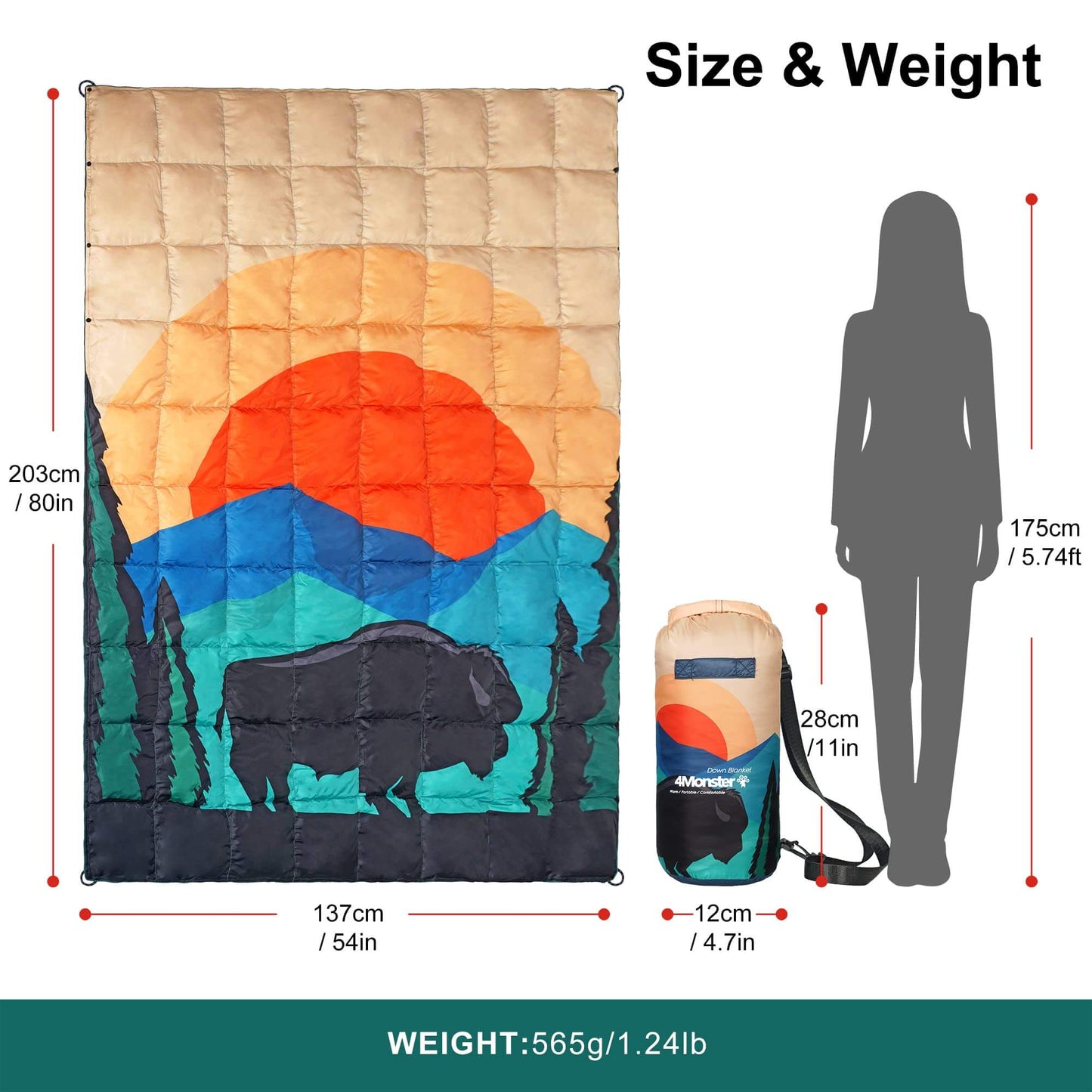 Image of 4Monster Down Camping Blanket - Outdoor Travel Quilt, a Camping Blanket available for $130.49 Buy now and save at Adventure Travel Gear