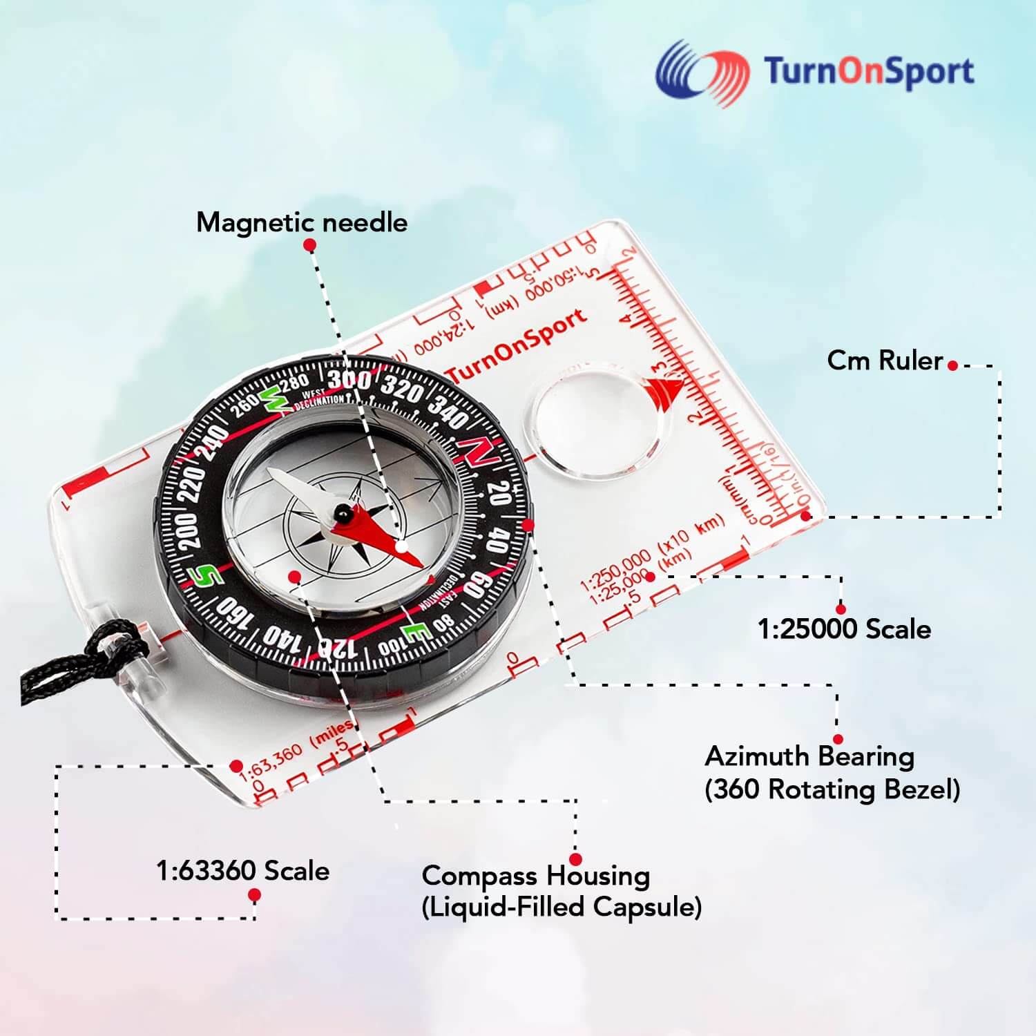 Image of Orienteering Compass Hiking Backpacking Compass, a Magnetic Navigational Compasses available for $14.47 Buy now and save at Adventure Travel Gear