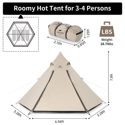 Image of Naturehike Ranch 4 Person Teepee Tent, 4 Season Tent with Snow Skirt, a Tent available for $346.84 Buy now and save at Adventure Travel Gear