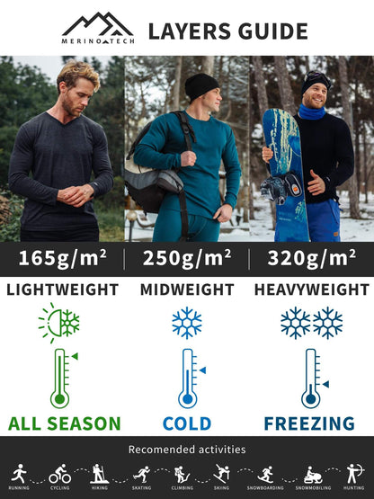 Image of Merino.tech Merino Wool Base Layer Mens Set - Thermal Underwear, a Men's Base Layer Set available for $123.24 Buy now and save at Adventure Travel Gear