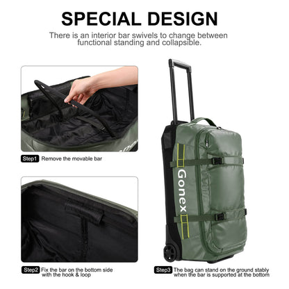 Image of Gonex Rolling Duffle Bag with Wheels, 100L Water Repellent, a Duffel Bag available for $226.19 Buy now and save at Adventure Travel Gear