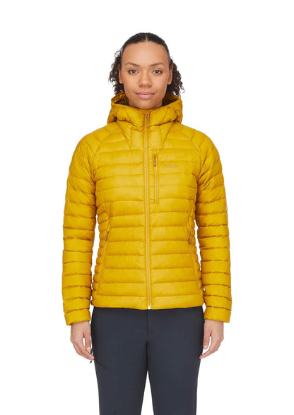 Image of Rab Women's Microlight Alpine 700-Fill Down Hooded Puffer Jacket for Hiking & Skiing, a Puffer Jacket available for $427.75 Buy now and save at Adventure Travel Gear