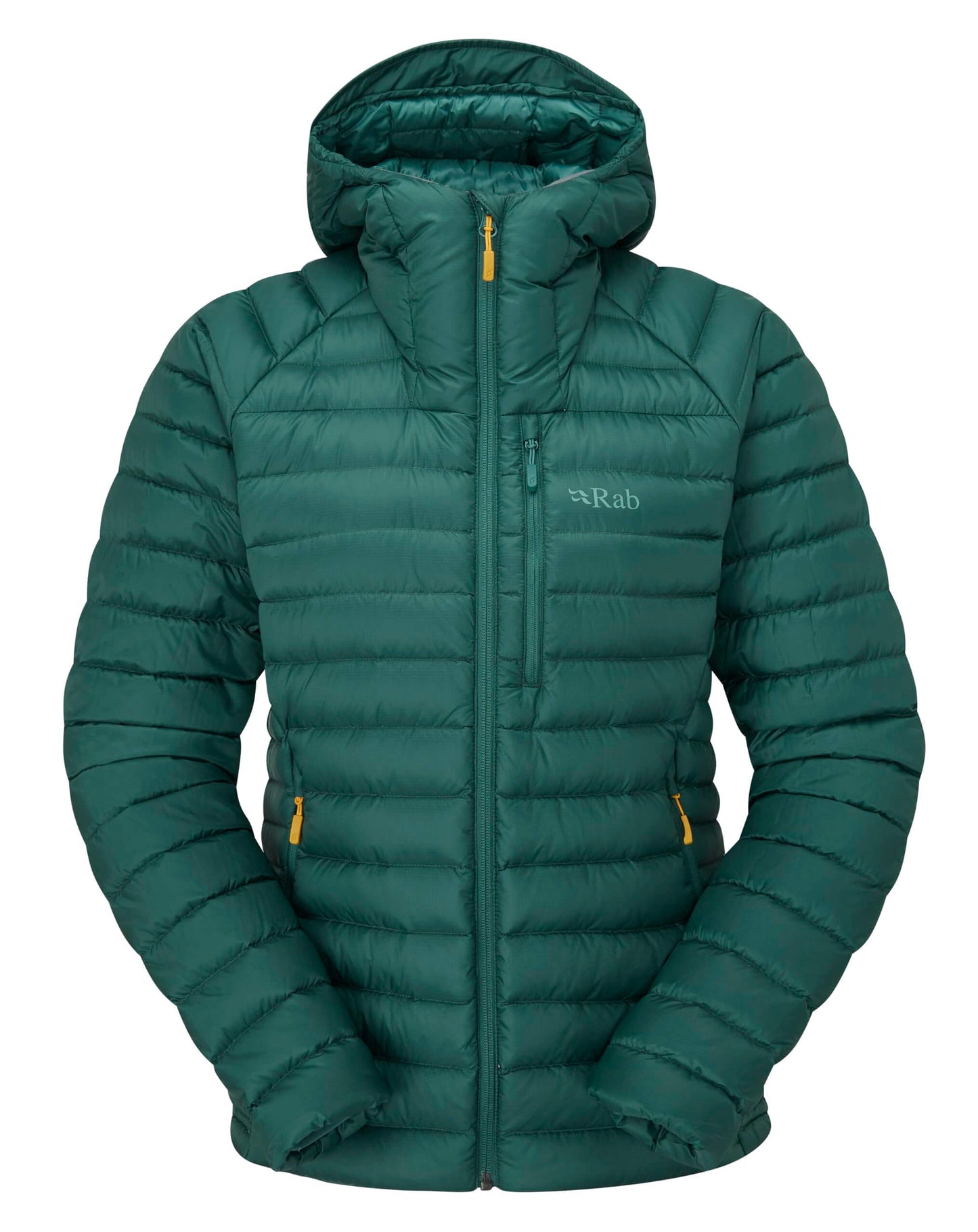 Image of Rab Women's Microlight Alpine 700-Fill Down Hooded Puffer Jacket for Hiking & Skiing, a Puffer Jacket available for $427.75 Buy now and save at Adventure Travel Gear