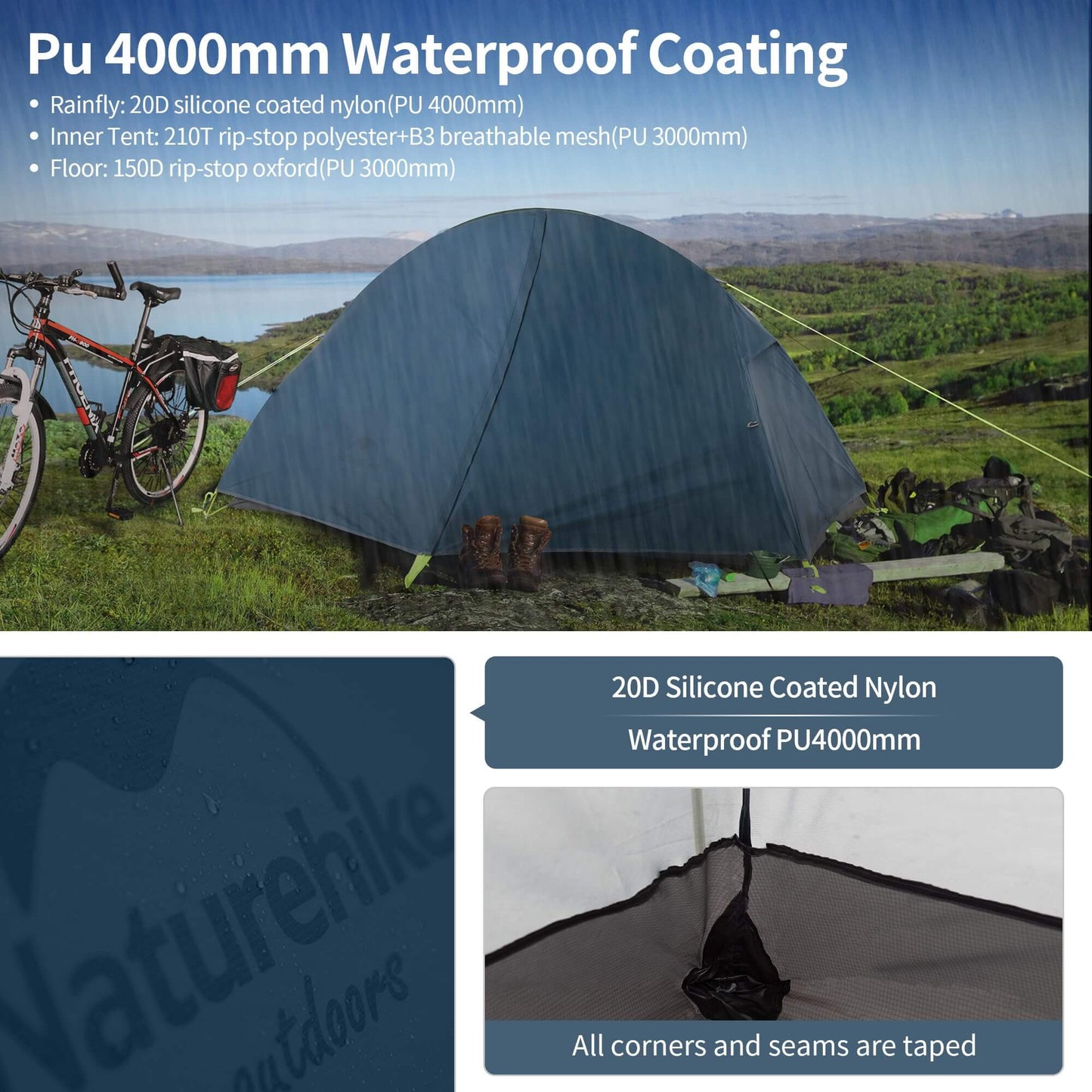 Image of Naturehike Bikepacking 1 Person Tent, Waterproof Easy Set up Free Standing, a Tent available for $123.24 Buy now and save at Adventure Travel Gear