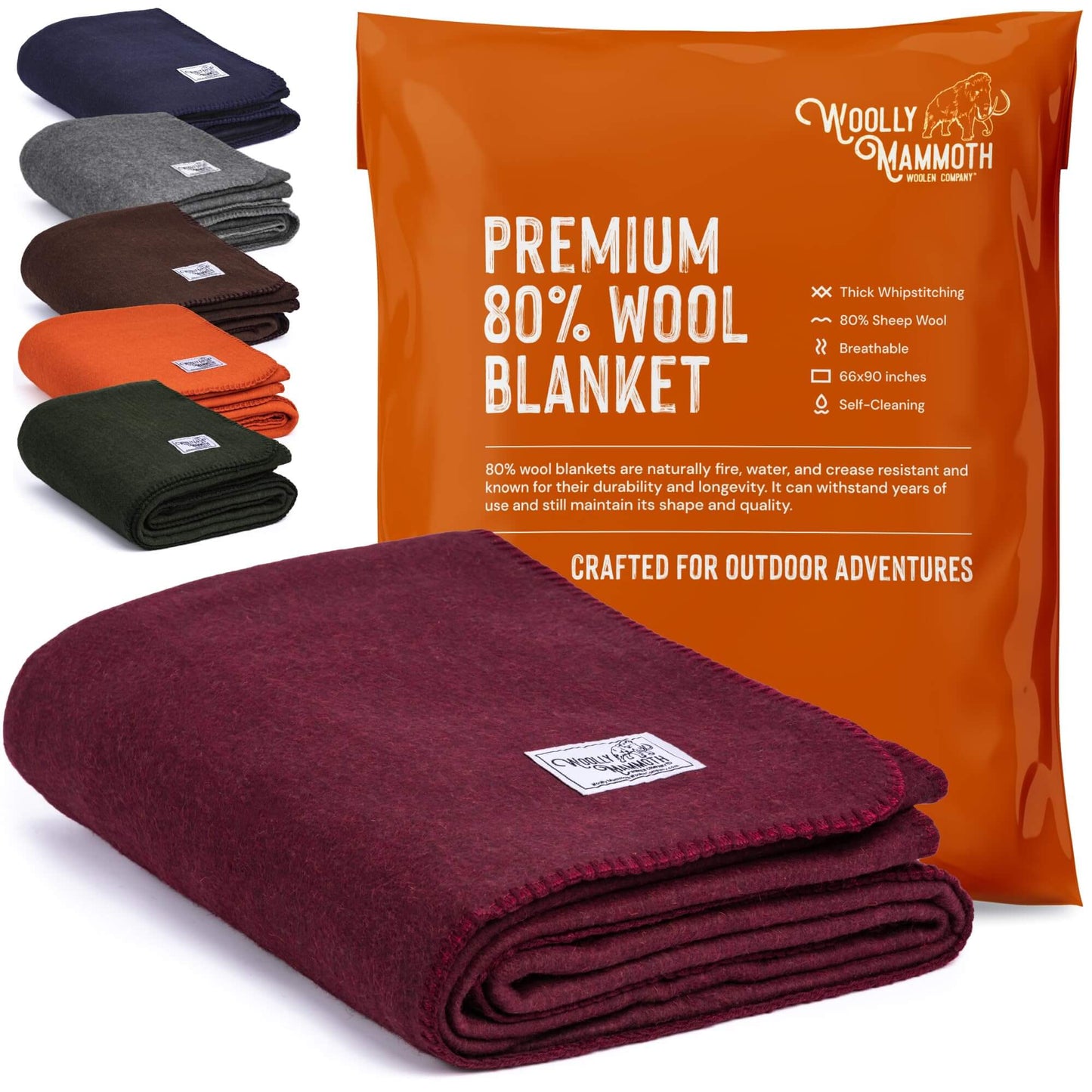 Image of Woolly Mammoth Merino Wool Blanket - Large 66" x 90", Camp Blanket, a Camping Blanket available for $101.49 Buy now and save at Adventure Travel Gear