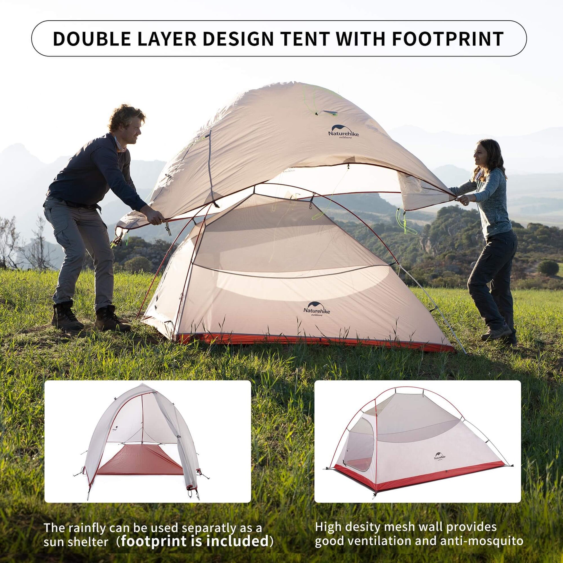 Image of Naturehike Cloud-Up 2 Person Tent Lightweight Backpacking Tent, a Tent available for $230.55 Buy now and save at Adventure Travel Gear