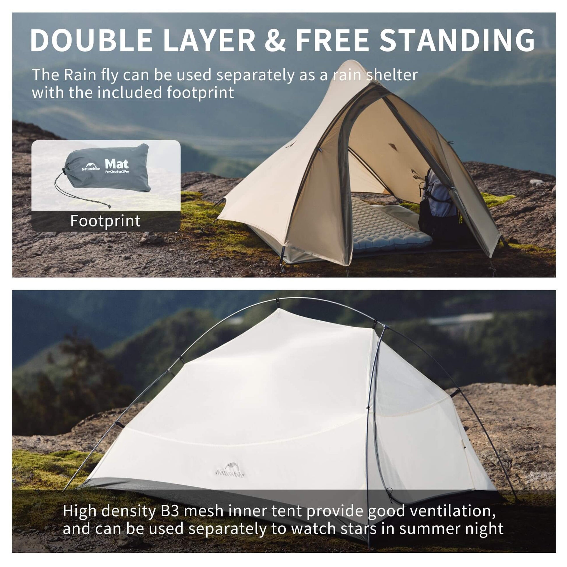 Image of Naturehike Upgraded Cloud up 1 Person Tent, Ultralight Backpacking Tent, a Tent available for $144.99 Buy now and save at Adventure Travel Gear