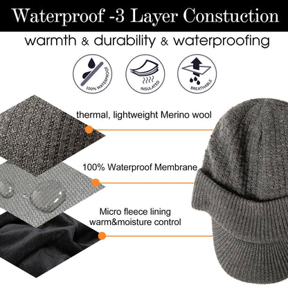 Image of TOP-EX Merino Wool Waterproof All Weather Brim Beanie, a Beanie available for $48.71 Buy now and save at Adventure Travel Gear