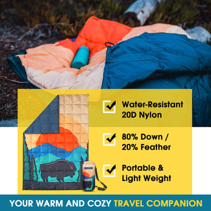 Image of 4Monster Down Camping Blanket - Outdoor Travel Quilt, a Camping Blanket available for $130.49 Buy now and save at Adventure Travel Gear