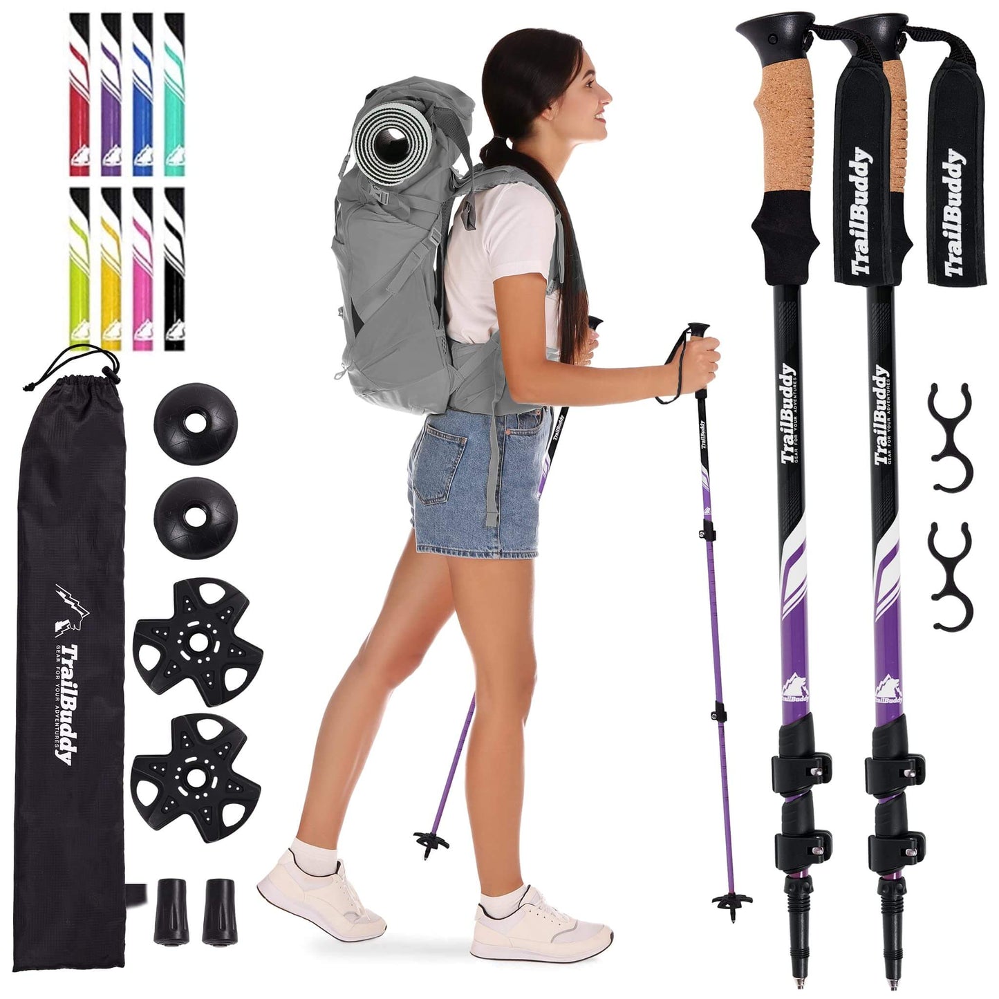 Image of TrailBuddy Trekking Poles - Lightweight, Collapsible Hiking Poles, a Hiking Poles available for $57.99 Buy now and save at Adventure Travel Gear