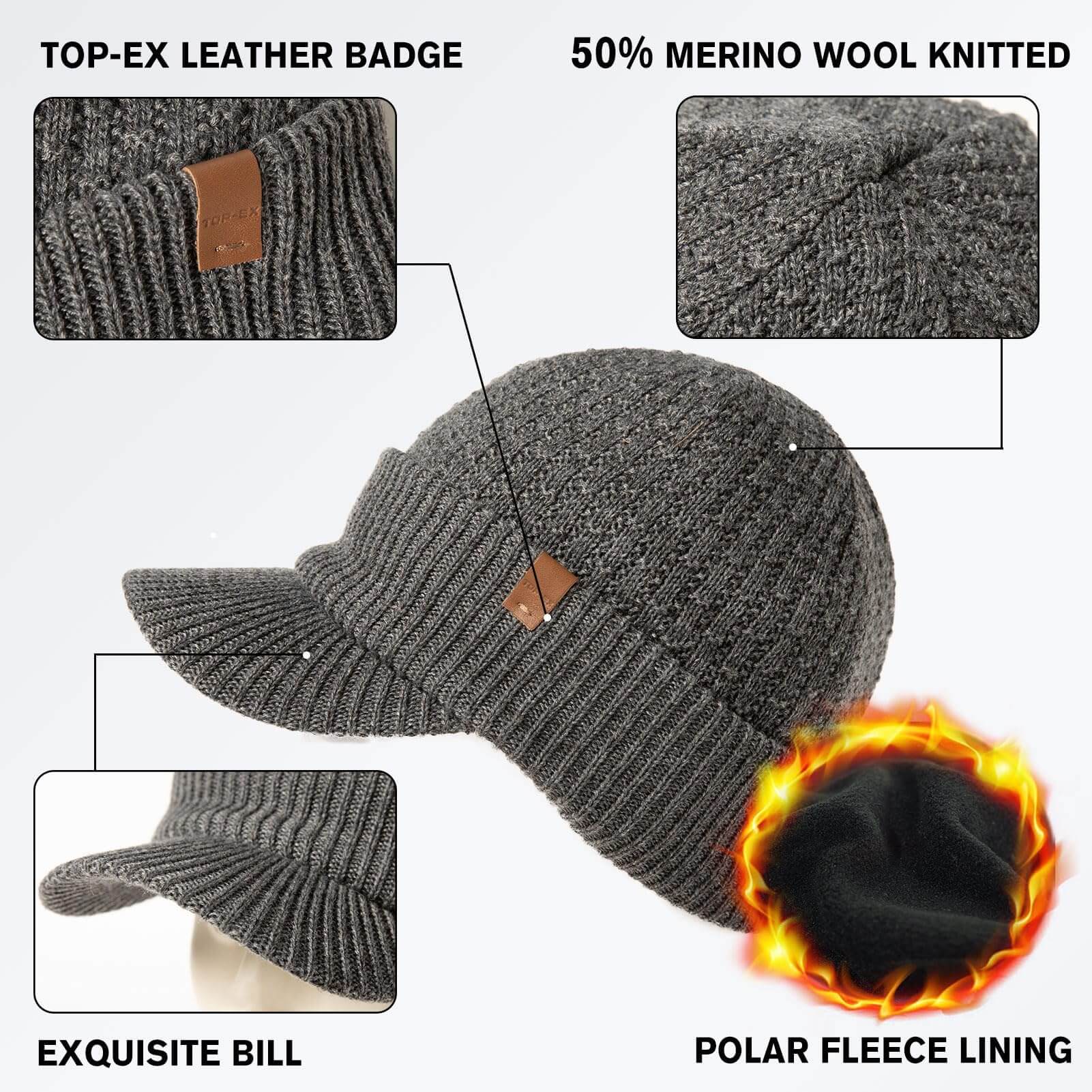 Image of TOP-EX Merino Wool Waterproof All Weather Brim Beanie, a Beanie available for $48.71 Buy now and save at Adventure Travel Gear