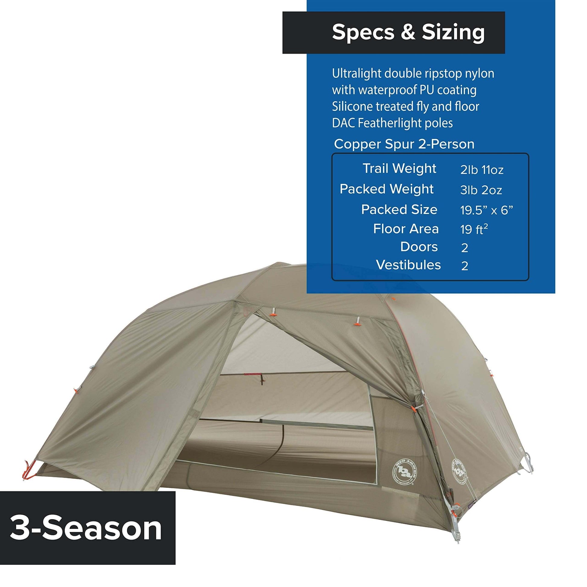 Image of Big Agnes Copper Spur HV UL - Ultralight Backpacking Tent, a Tent available for $461.06 Buy now and save at Adventure Travel Gear