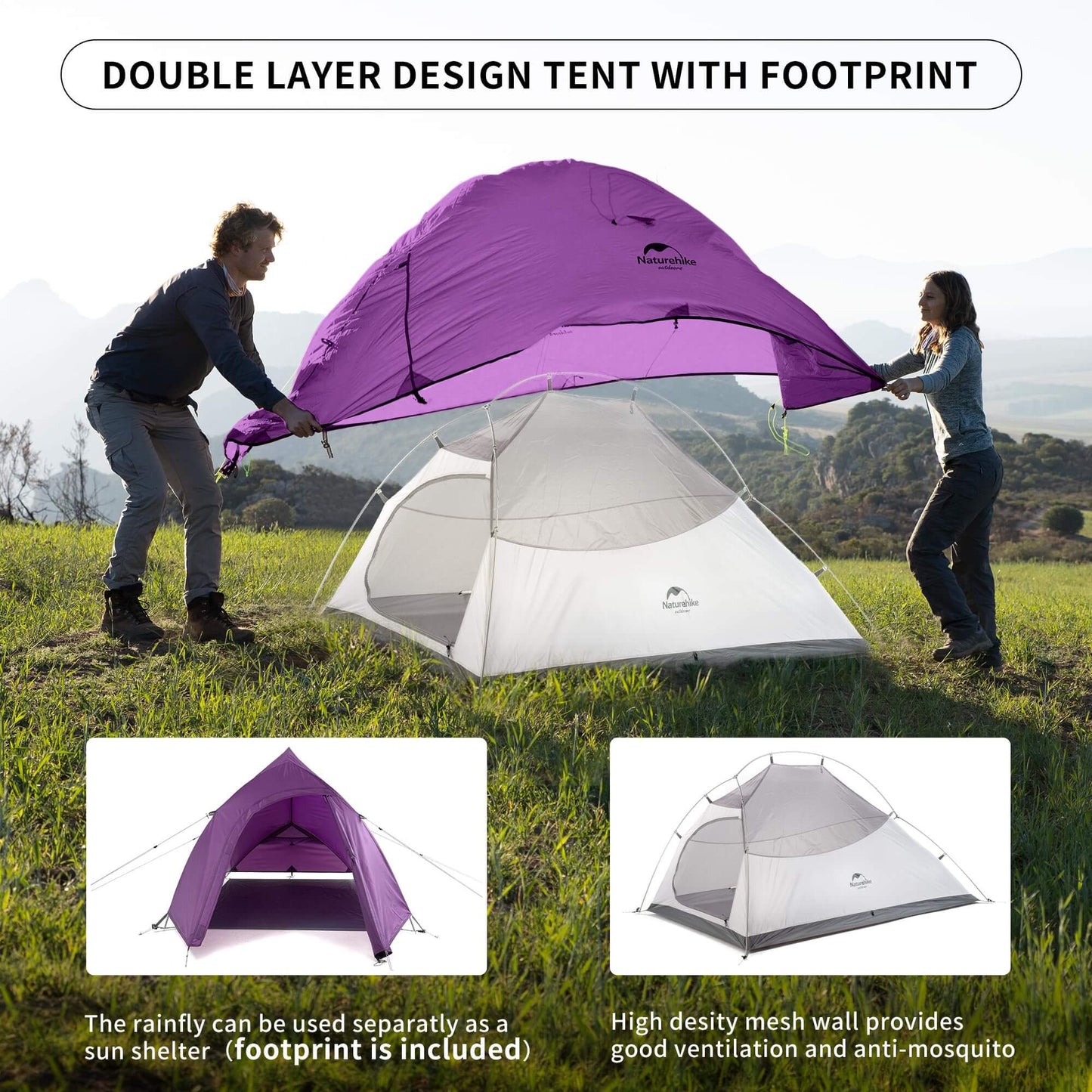 Image of Naturehike Cloud-Up 2 Person Tent Lightweight Backpacking Tent, a Tent available for $230.55 Buy now and save at Adventure Travel Gear