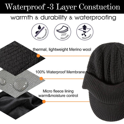 Image of TOP-EX Merino Wool Waterproof All Weather Brim Beanie, a Beanie available for $48.71 Buy now and save at Adventure Travel Gear