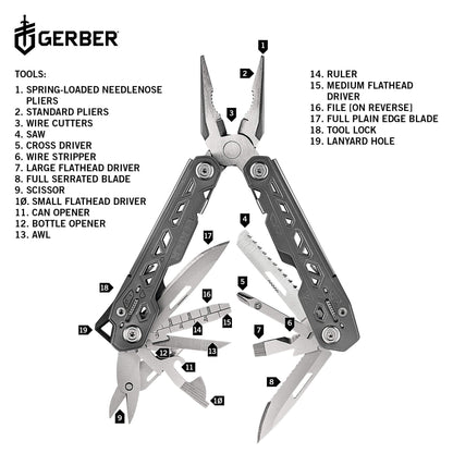 Image of Gerber Gear Truss 17-in-1 EDC Needle Nose Pliers Multi tool, a Multifunction Tool available for $87.00 Buy now and save at Adventure Travel Gear