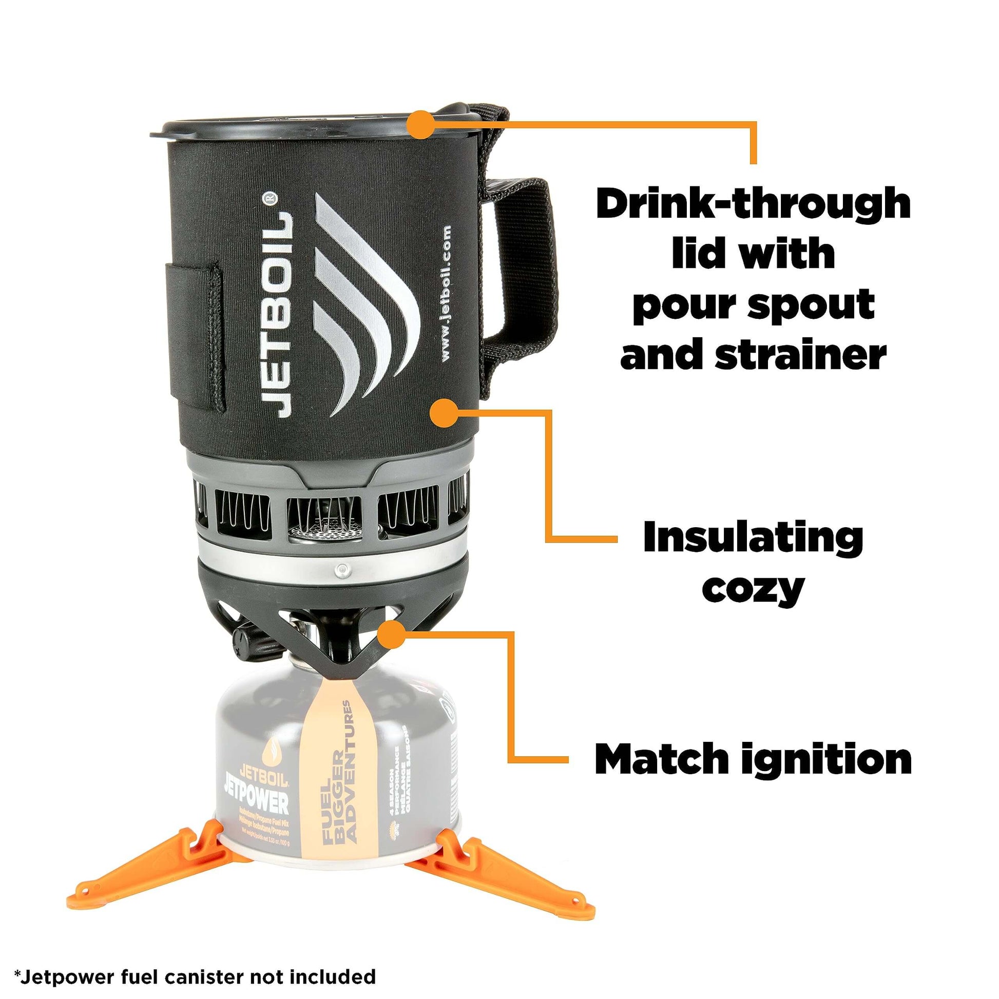 Image of Jetboil Zip Camping Stove Cooking System, Carbon, a Backpacking Stove available for $107.74 Buy now and save at Adventure Travel Gear