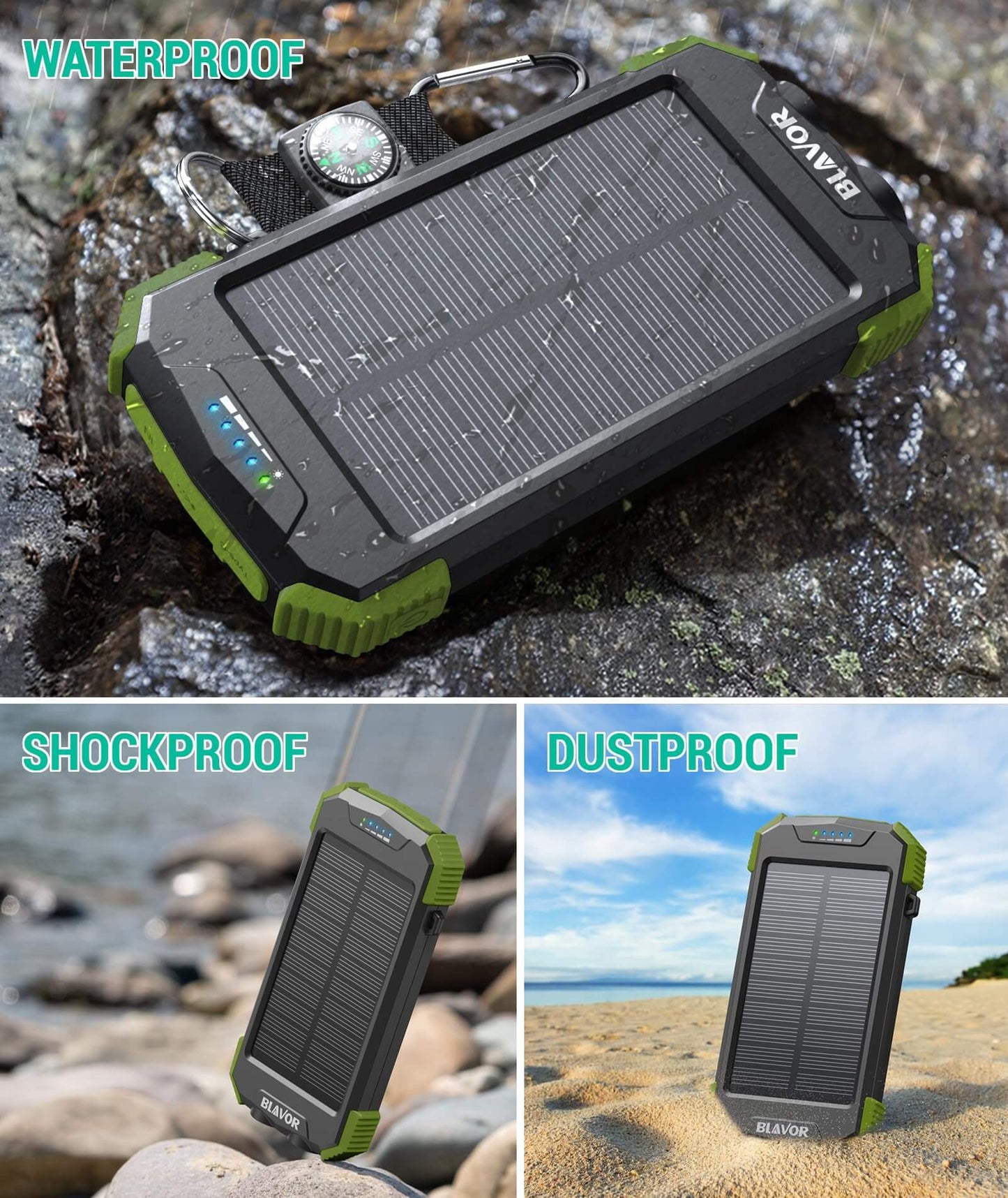 Image of BLAVOR Solar Charger Power Bank 10,000mAh, Portable Wireless Charger, a Wireless Charger available for $57.99 Buy now and save at Adventure Travel Gear