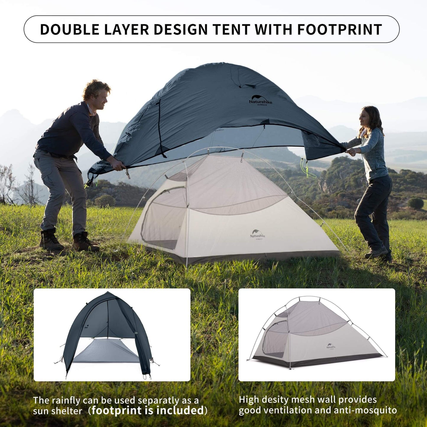 Image of Naturehike Cloud-Up 2 Person Tent Lightweight Backpacking Tent, a Tent available for $230.55 Buy now and save at Adventure Travel Gear