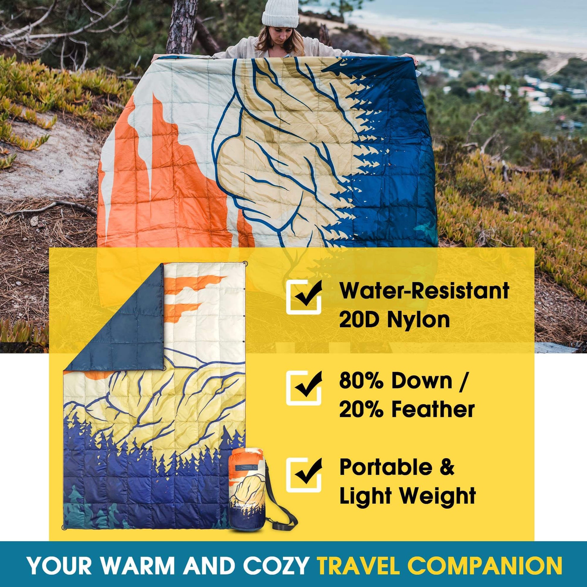 Image of 4Monster Down Camping Blanket - Outdoor Travel Quilt, a Camping Blanket available for $130.49 Buy now and save at Adventure Travel Gear