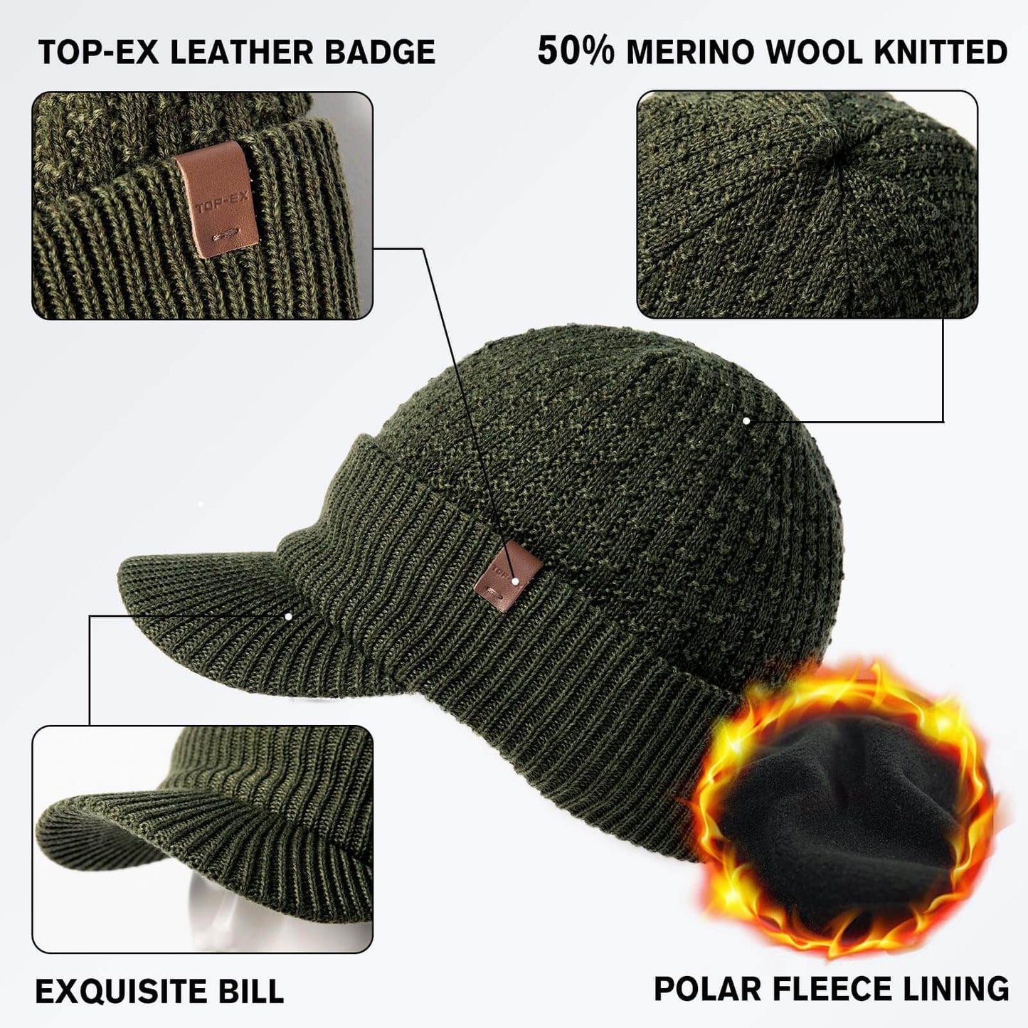 Image of TOP-EX Merino Wool Waterproof All Weather Brim Beanie, a Beanie available for $48.71 Buy now and save at Adventure Travel Gear