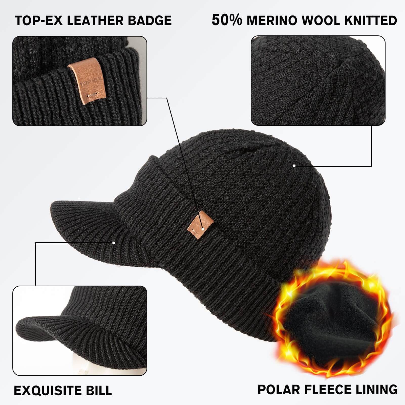 Image of TOP-EX Merino Wool Waterproof All Weather Brim Beanie, a Beanie available for $48.71 Buy now and save at Adventure Travel Gear