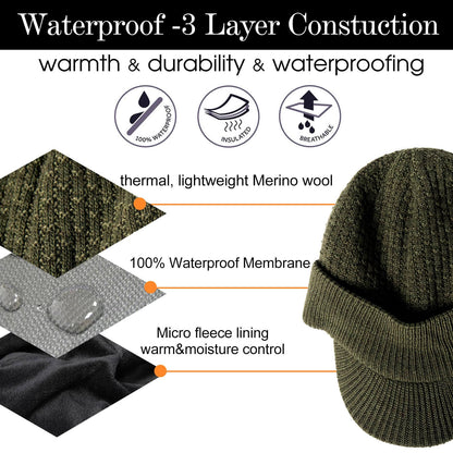 Image of TOP-EX Merino Wool Waterproof All Weather Brim Beanie, a Beanie available for $48.71 Buy now and save at Adventure Travel Gear