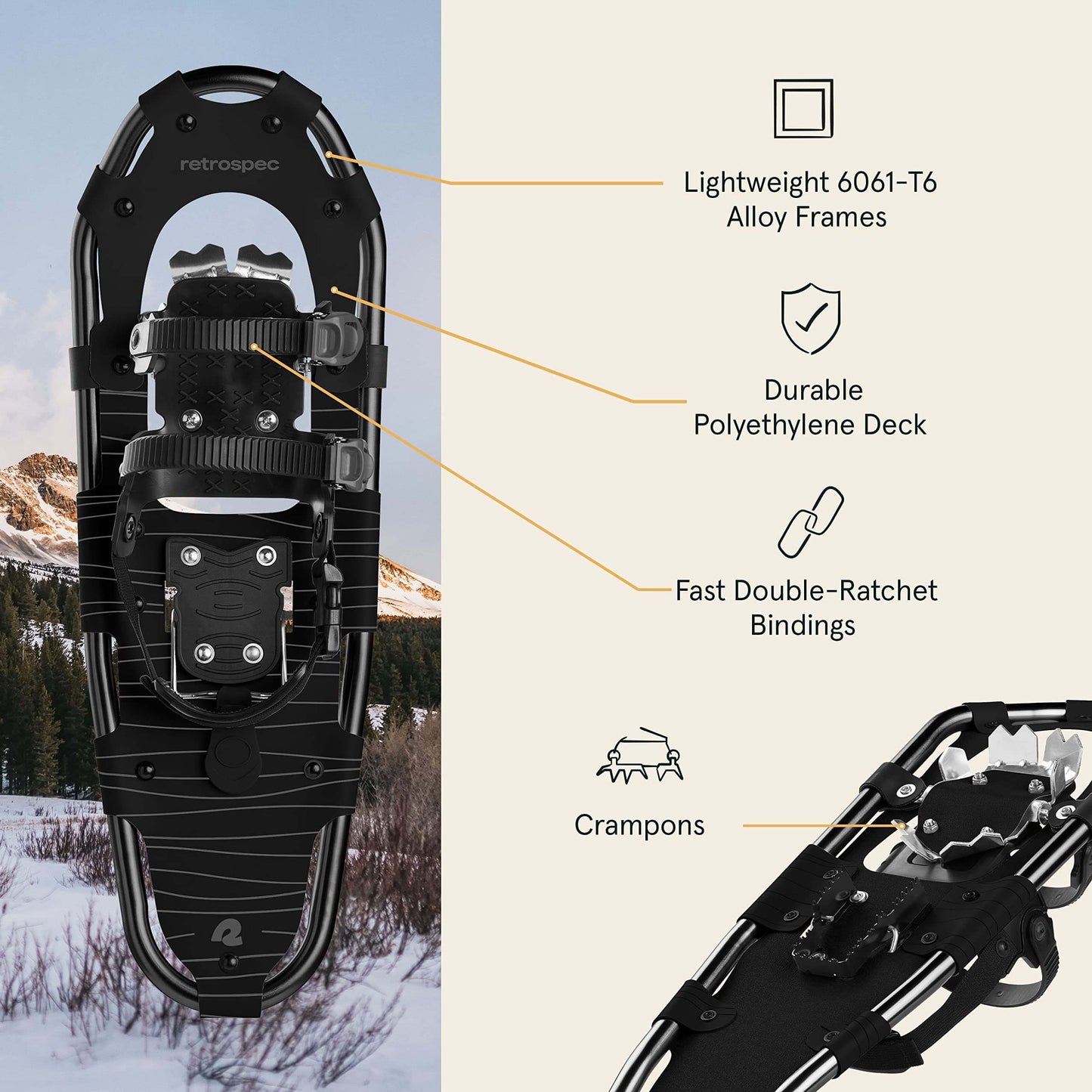 Image of Retrospec Drifter 21/25/30 Inch Snowshoes & Trekking Poles Bundle, a Snowshoes available for $130.49 Buy now and save at Adventure Travel Gear