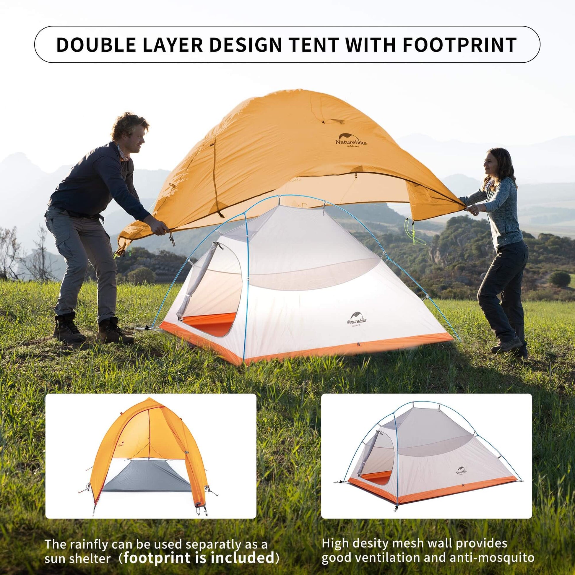 Image of Naturehike Cloud-Up 2 Person Tent Lightweight Backpacking Tent, a Tent available for $230.55 Buy now and save at Adventure Travel Gear