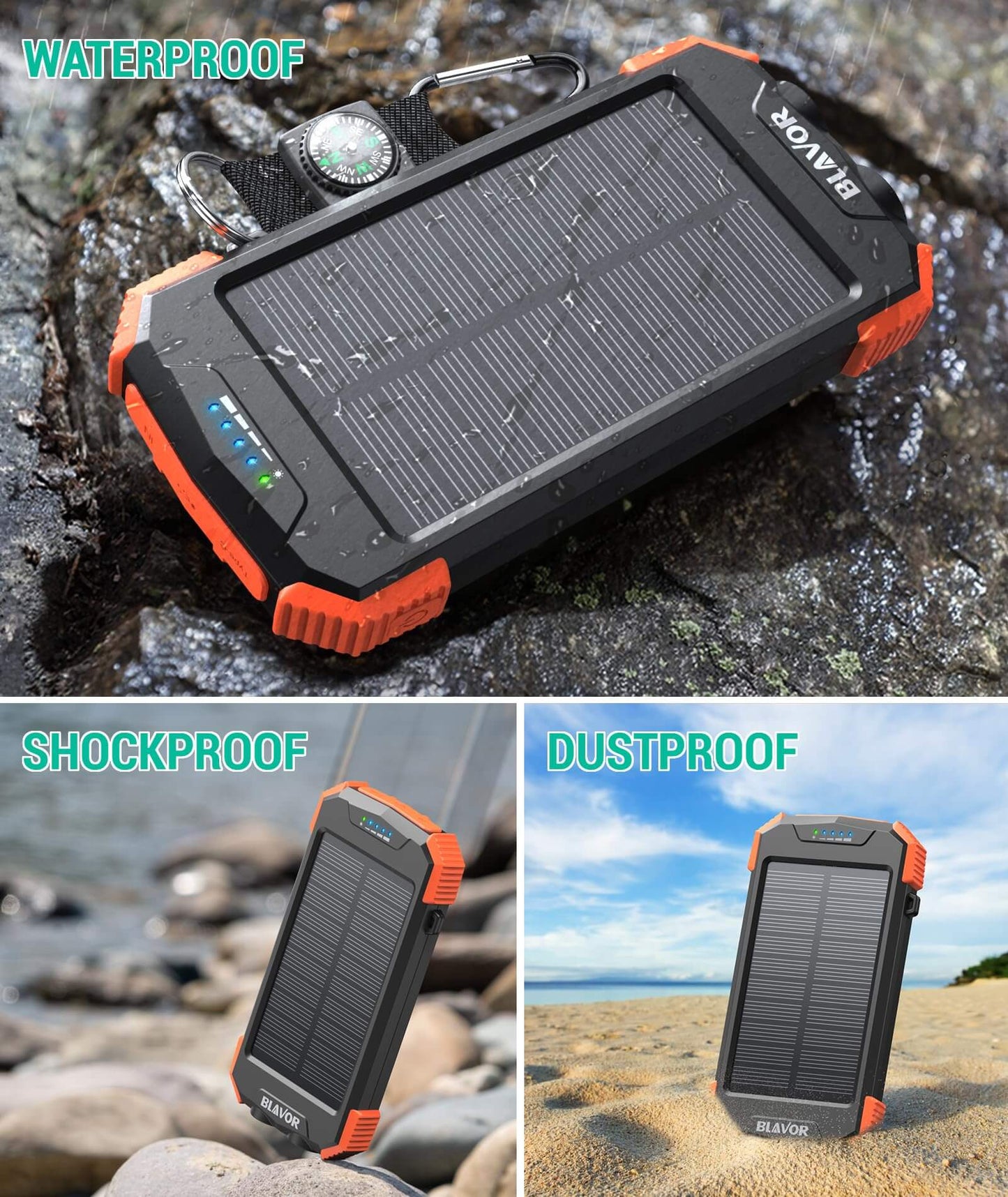 Image of BLAVOR Solar Charger Power Bank 10,000mAh, Portable Wireless Charger, a Wireless Charger available for $57.99 Buy now and save at Adventure Travel Gear