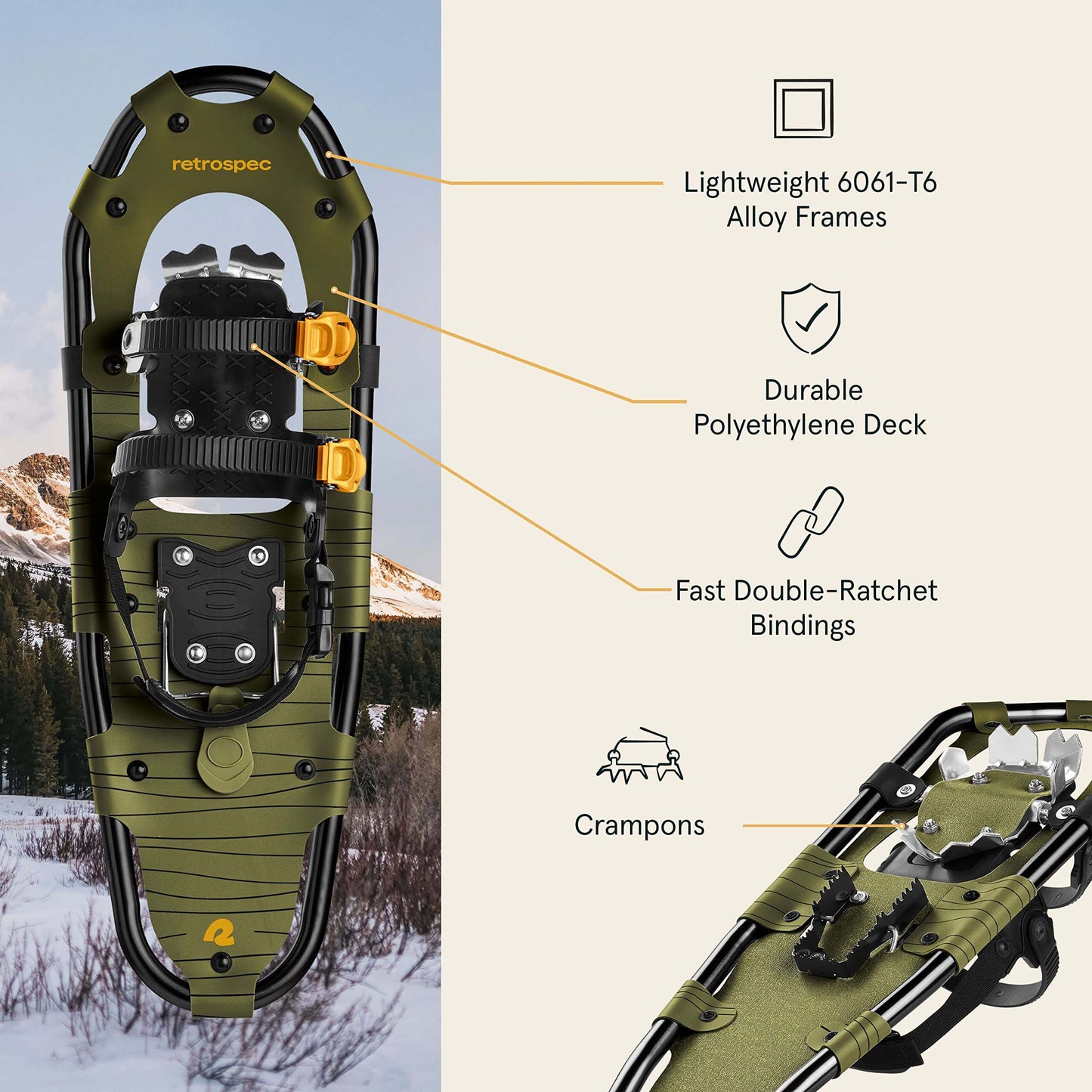 Image of Retrospec Drifter 21/25/30 Inch Snowshoes & Trekking Poles Bundle, a Snowshoes available for $130.49 Buy now and save at Adventure Travel Gear