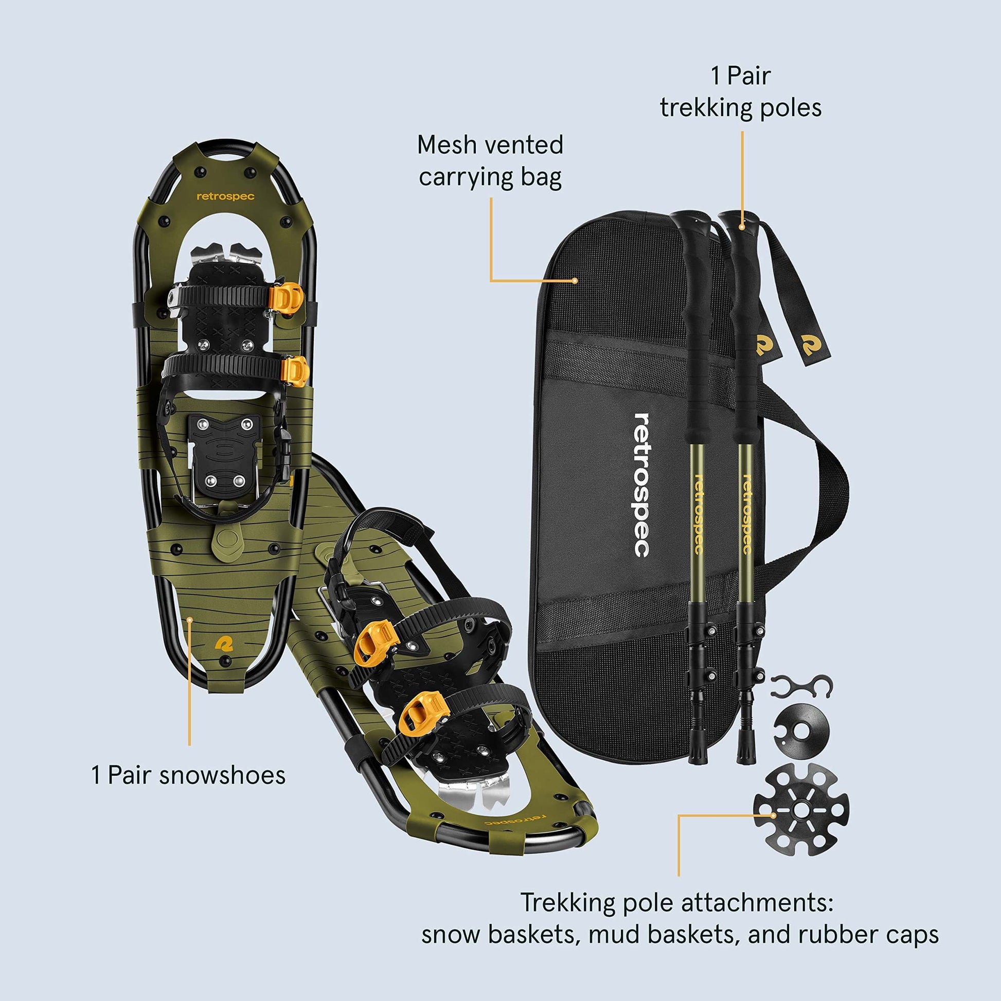 Image of Retrospec Drifter 21/25/30 Inch Snowshoes & Trekking Poles Bundle, a Snowshoes available for $130.49 Buy now and save at Adventure Travel Gear