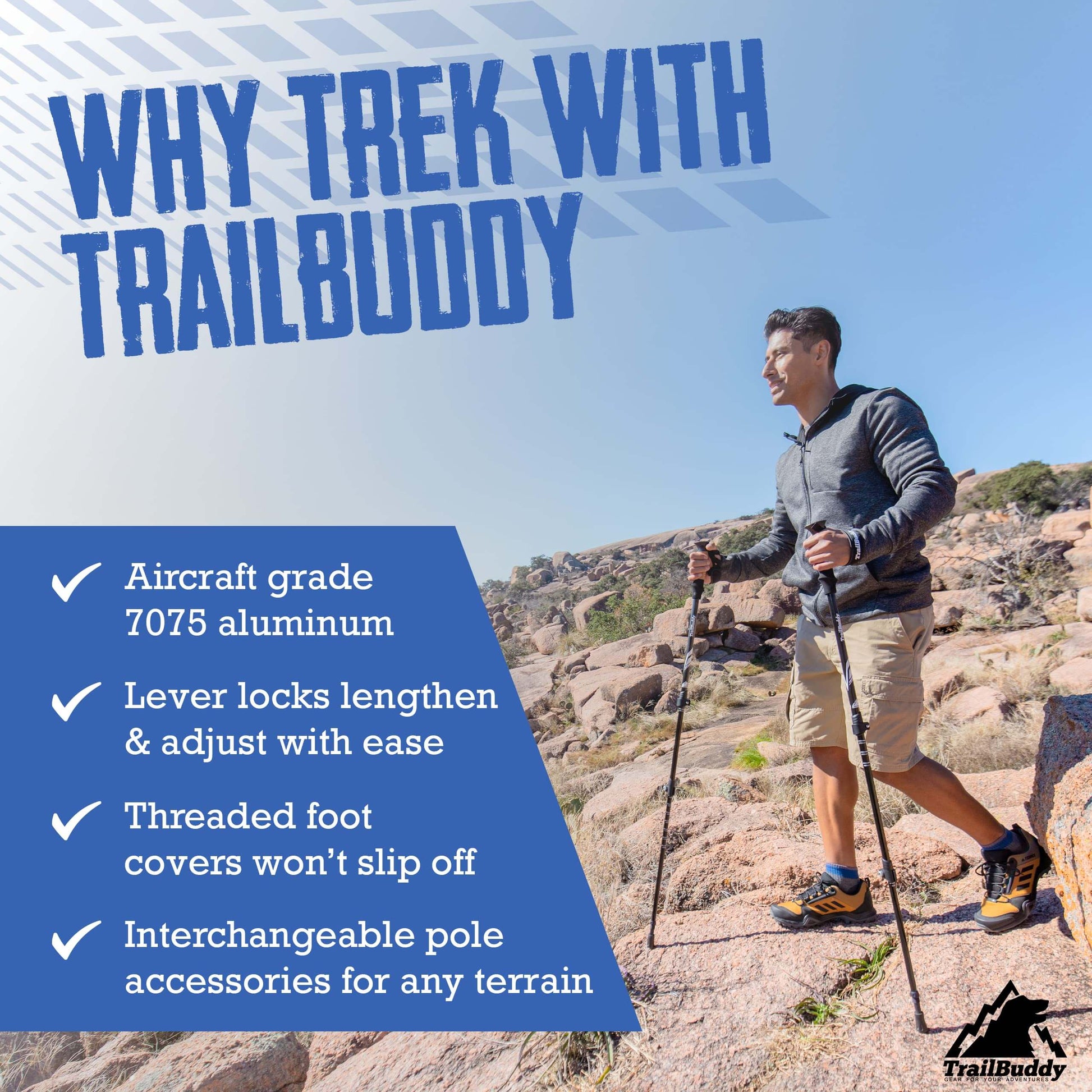 Image of TrailBuddy Trekking Poles - Lightweight, Collapsible Hiking Poles, a Hiking Poles available for $57.99 Buy now and save at Adventure Travel Gear