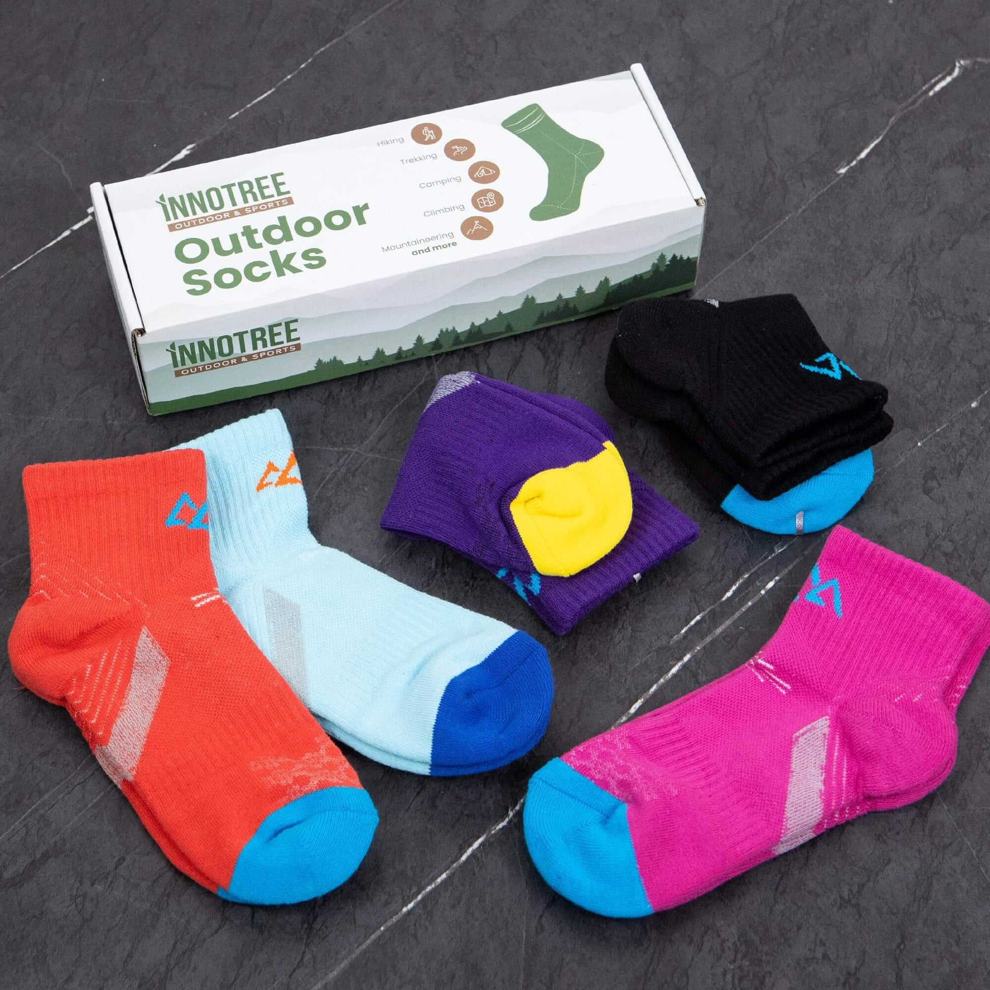 Image of innotree 5 Pack Cushioned Hiking Socks for Women, Lightweight, a Socks available for $28.99 Buy now and save at Adventure Travel Gear